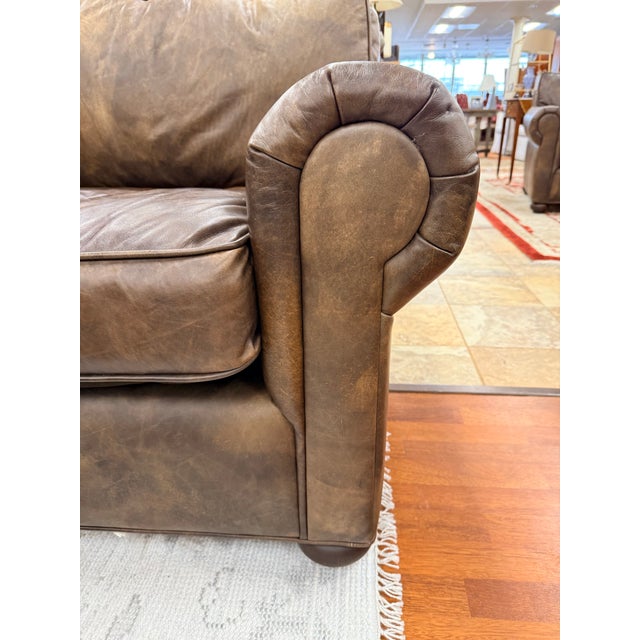 Early 21st Century Restoration Hardware Lancaster Classic Brown Leather Luxe Depth Club Chairs For Sale - Image 5 of 7