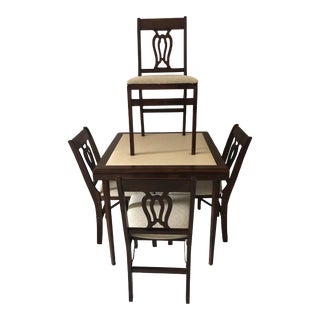 1970s Stakmore Co.Mahogany Folding Table & Chairs - Set of 5 For Sale