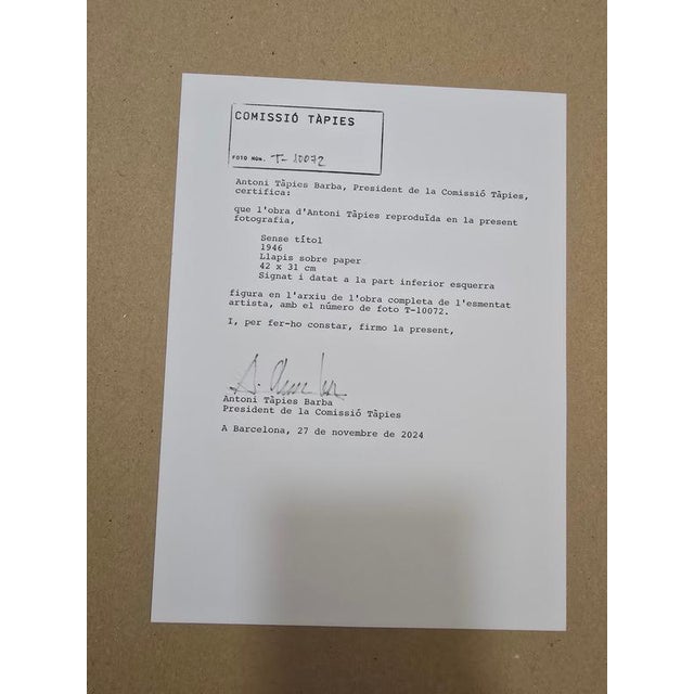 Antoni Tàpies, Self-Portrait, 1954, Pencil Drawing For Sale - Image 6 of 17