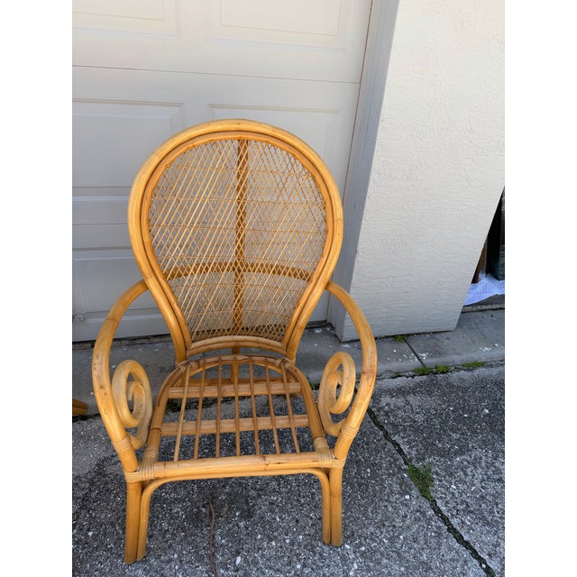 Pair of Vintage Bentwood Rattan & Wicker Armchairs With Spiral Arms, 1970s For Sale In West Palm - Image 6 of 9