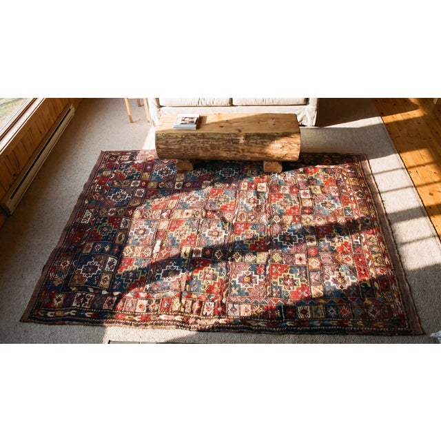 1900s Multicolor Geometric Tribal Antique Persian Quchan Kordi Carpet 5'4'' X 7'8'' Wool Rug For Sale - Image 15 of 15
