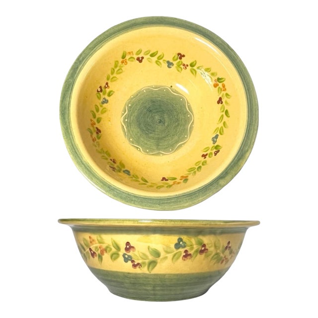 Terre E Provence Yellow & Green Large Earthenware Serving Bowl For Sale