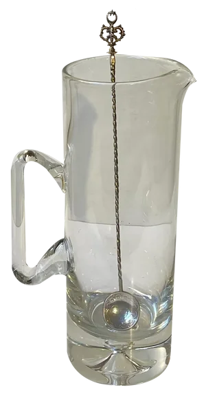 Vintage Martini Glass Pitcher with Turkish Silver Stirrer, 1970s, Set of 2