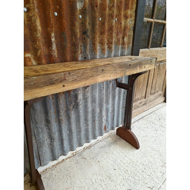 Industrial Console Table in Oak and Cast Iron, 1960s For Sale - Image 10 of 16