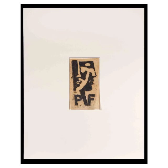 Michel Fingesten, Ex Libris PF, 1936, Woodcut For Sale