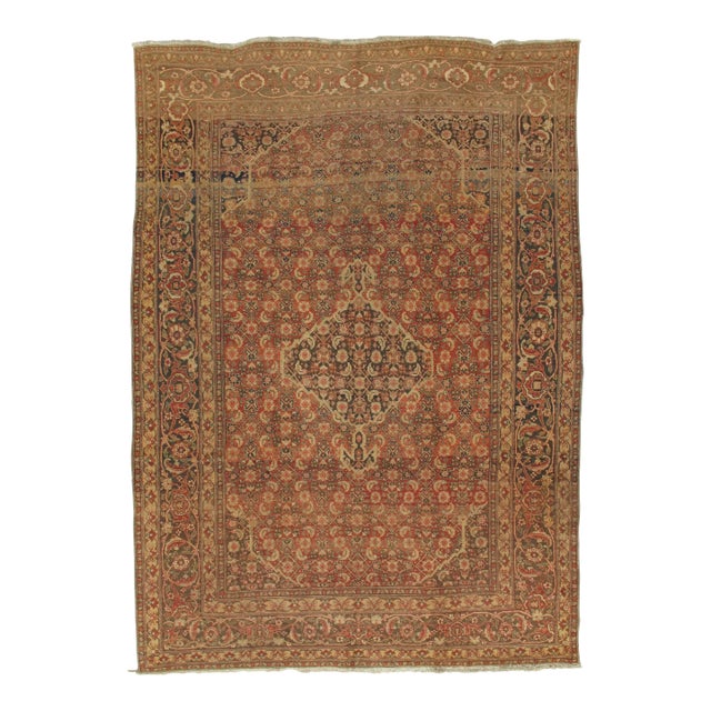 Antique Tabriz Carpet, Persian Rug, Handmade Oriental, Terracotta, Brown, Beige For Sale