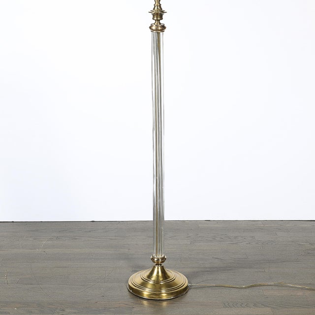 Art Deco Fluted Glass & Brass Floor Lamp For Sale - Image 11 of 14
