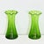 A delightful pair of large, green glass hyacinth vases from Victorian England, late 19th century. The ruffled mouth (where...