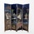 A dramatic 4-panel folding screen in deeply glossy black lacquer, hand-painted with traditional Chinese figural and...