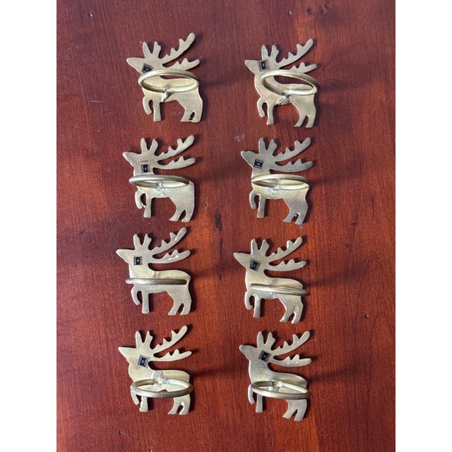 Mid 20th Century Christmas Reindeer Napkin Rings-- Set of 8 For Sale - Image 4 of 12