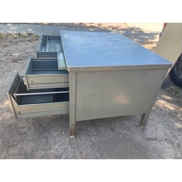 1940s Vintage Metal Tanker Desk For Sale - Image 10 of 13