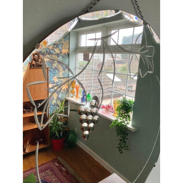 Art Deco Bevelled Edge Mirror with Vine Leaf and Hanging Grapes Detail, 1930s For Sale - Image 8 of 11