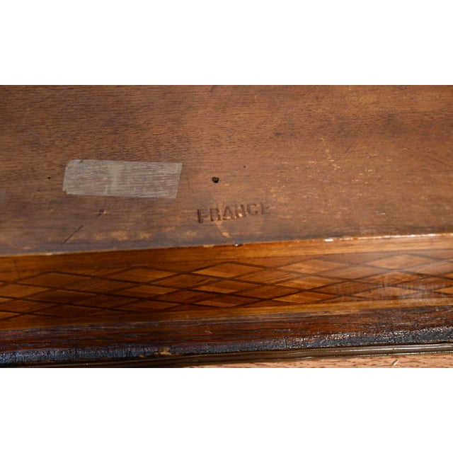 1910s Antique French Louis XV Walnut & Satinwood Inlay Small Coffee Table For Sale - Image 15 of 15