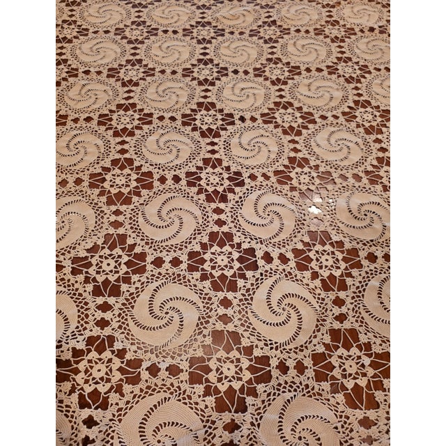 1950s Vintage Crochet Tablecloth For Sale - Image 5 of 6