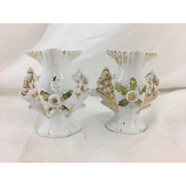 White Miniature Old Paris Vases - a Pair For Sale - Image 8 of 8