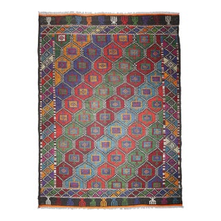 1970s Handwoven Turkish Nomadic Cicim Kilim for Floor-5'7'' X 7' 10'' For Sale