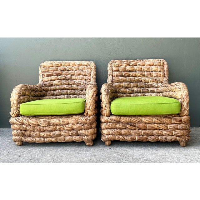 Wood Vintage Twisted Rattan Lounge Chairs After Ralph Lauren - A Pair For Sale - Image 7 of 18