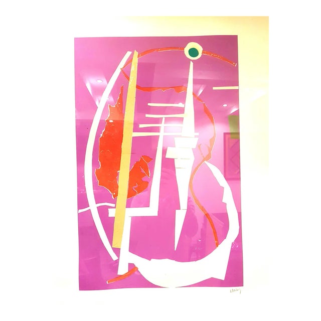 André Lanskoy - Abstract Pink Composition - Original Lithograph 1960s For Sale