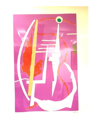 André Lanskoy - Abstract Pink Composition - Original Lithograph 1960s
