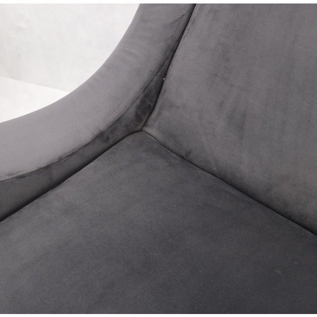 Pair Italian Mid-Century Modern Brass Legs Grey Arm Lounge Chairs For Sale - Image 17 of 17