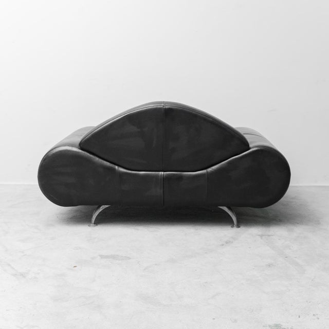 Black Modern Style Chair in Black Leather, 1990s For Sale - Image 8 of 12