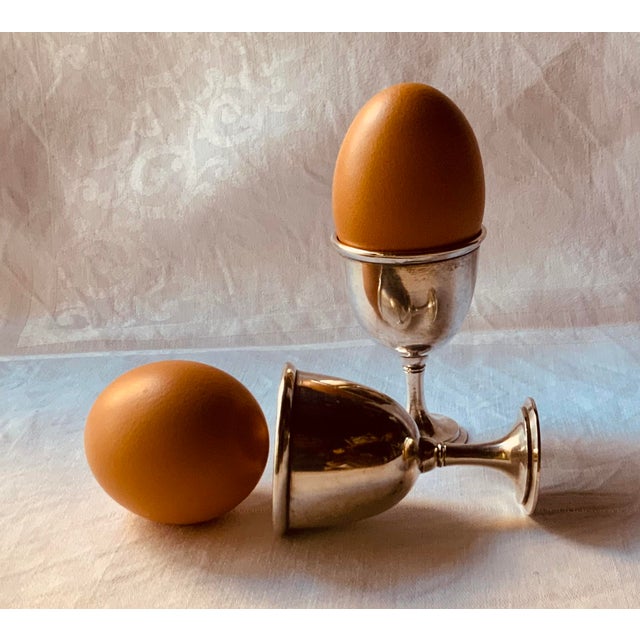 Antique Edwardian American Silverplate Egg Cup Set, Six Cups and Six Spoons on Footed Tray - 13 pcs For Sale - Image 17 of 18