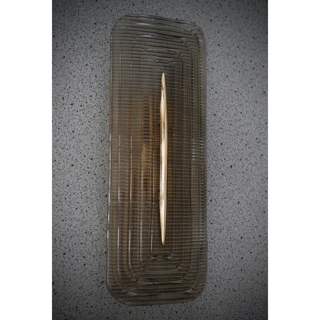 Art Deco Style Smoky Murano Glass and Brass Wall Sconce, 2000 For Sale - Image 6 of 10