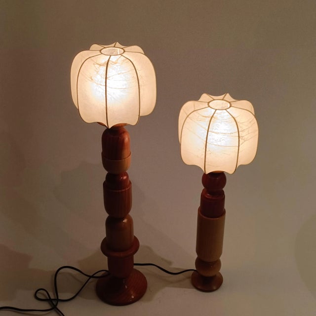 Italian Sculptural Cocoon Table Lamps, 1970s, Set of 2 For Sale - Image 10 of 15