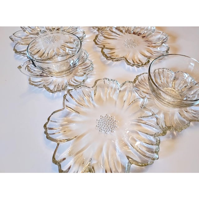Mid 20th Century Vintage Glass Flower Snack Sets- 8 Pieces For Sale - Image 5 of 6