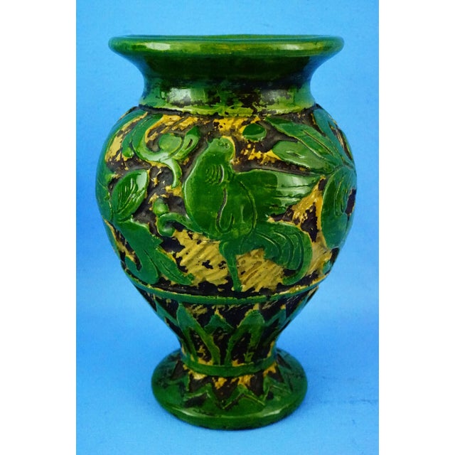 Ceramic Antique Green Neo-Renaissance Vases in Relief by Vincenzo Corrente, 1890s, Set of 2 For Sale - Image 7 of 18