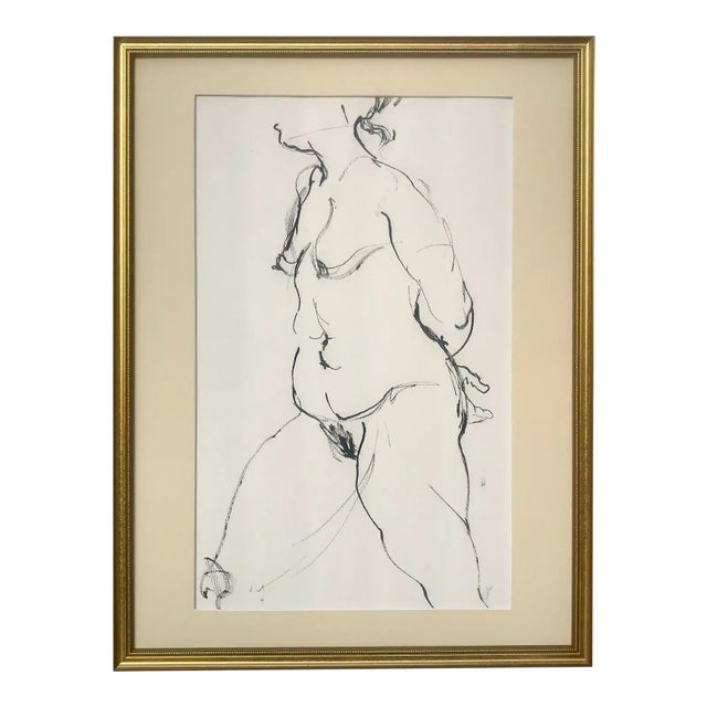 Black Vintage Modernist Figurative Female Nude Pen and Ink Drawing by John Tuska For Sale - Image 8 of 8