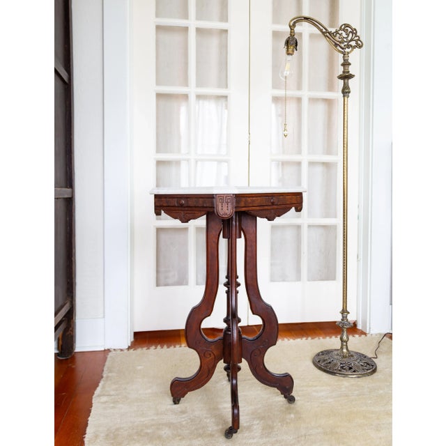 19th C. Victorian East Lake Stone Top Plant Stand or Side Table For Sale - Image 6 of 12