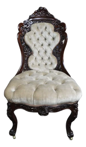 Victorian Revival Rosewood Slipper Chair Attributed to Henry Belter