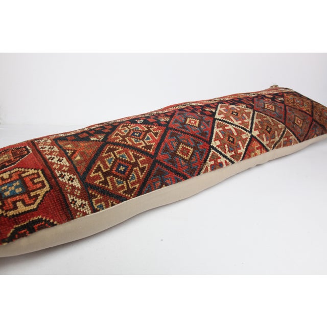 Art Deco Handwoven Persian Rug Pillow Cover – Antique Tribal Decorative Throw Cushion -16'' X 49'' For Sale - Image 3 of 12