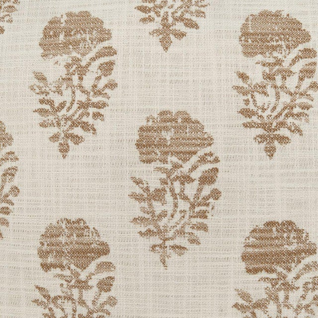 Modern Honey Gold and Ivory Botanical Pillows - A Pair For Sale - Image 3 of 4