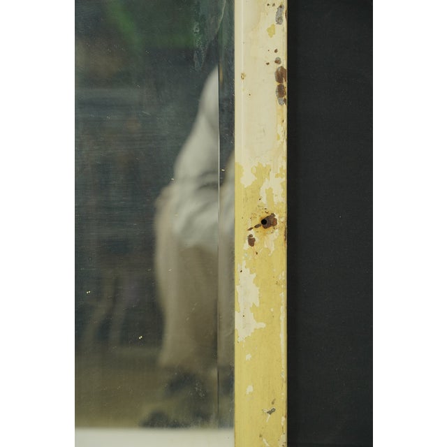 Mid 20th Century Reclaimed Tan Steel Medicine Cabinet Door Beveled Wall Mirror For Sale - Image 6 of 8