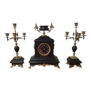 Antique French Empire Clock and Girandole Set
