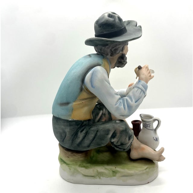 French Provincial Vintage Lefton Porcelain 5085 Bisque Old Man Painting Pottery Hand Painted China For Sale - Image 3 of 10