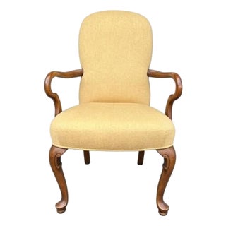 Queen Anne Style Upholstered Armchair For Sale