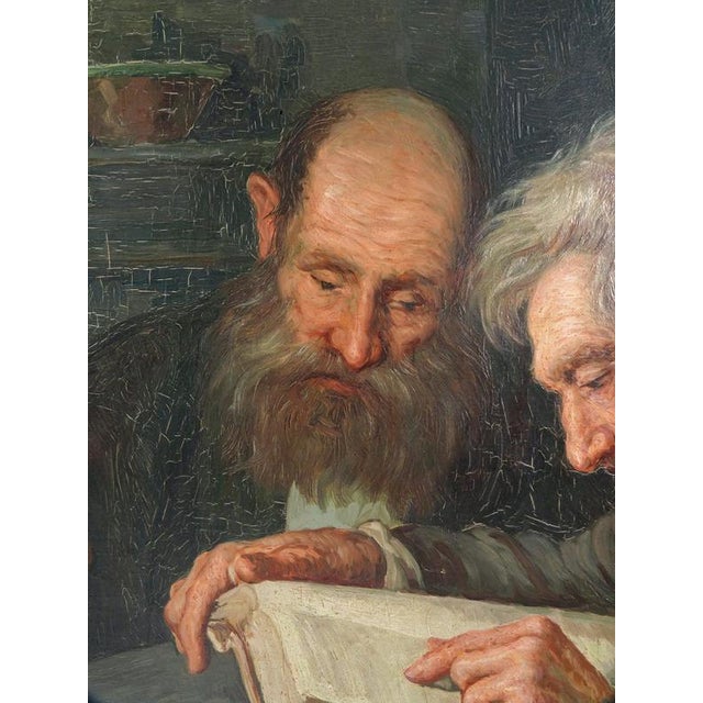Alfonso Grassi, Elderly Readers, Mid-1900s, Oil Painting on Canvas, Framed For Sale - Image 12 of 16