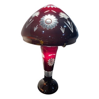 Vintage Bohemian Ruby Red Table Lamp, 1970s For Sale