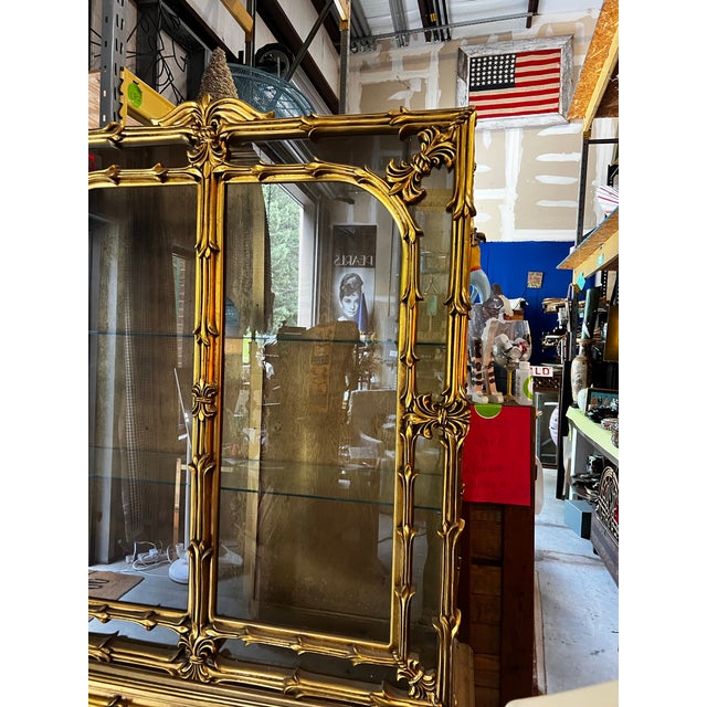1970s Stunning Gilded Gold Ornate Oversized Display Cabinet With Glass Shelves For Sale - Image 10 of 12
