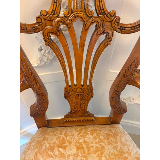 White Antique Carved Walnut Desk Armchairs, 1920, Set of 2 For Sale - Image 8 of 18
