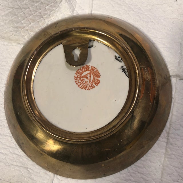 Metal 1980s Vintage Floral Asian Influence Hand Painted Dish For Sale - Image 7 of 9