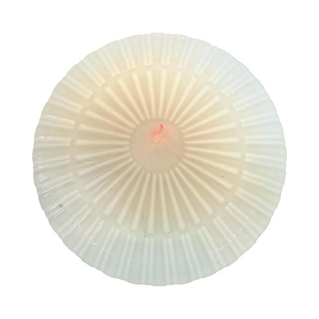 Mid 20th Century Art Deco Ceiling Lamp with Opaline Glass and Metal Mount, Czechoslovakia, 1960s For Sale - Image 5 of 10