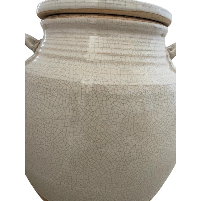Contemporary Vintage Rowe Pottery Works, Handcrafted Ceramic Table Lamp., Crackle, Distressed Combined Matte and Neutral Crackled Glaze Finish. For Sale - Image 3 of 8