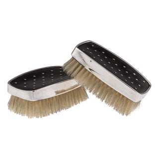Vintage 20th Century Silver Clothes Brushes from Leslie Durbin, 1957, Set of 2 For Sale