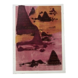 Original Abstract Landscape Monotype Artwork, Unframed For Sale