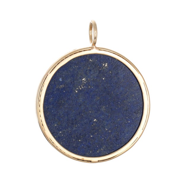 Contemporary Compass Charm Lapis Lazuli Moonstone Diamond Pendant 14k Yellow Gold Jewelry For Sale - Image 3 of 4