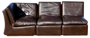 Modular Sofa in Leather, 1970, Set of 3